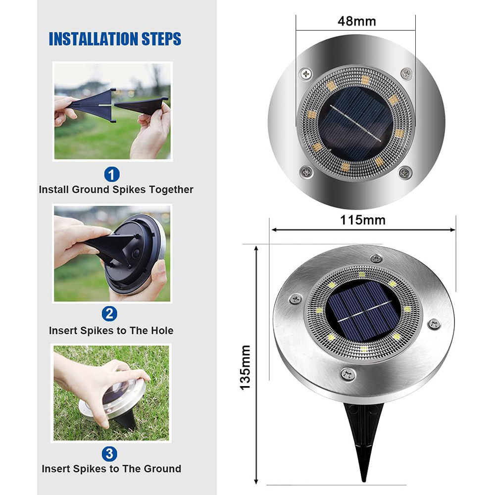 ExtraStar 4 Pack 6500K Solar Outdoor Garden Light Image 6