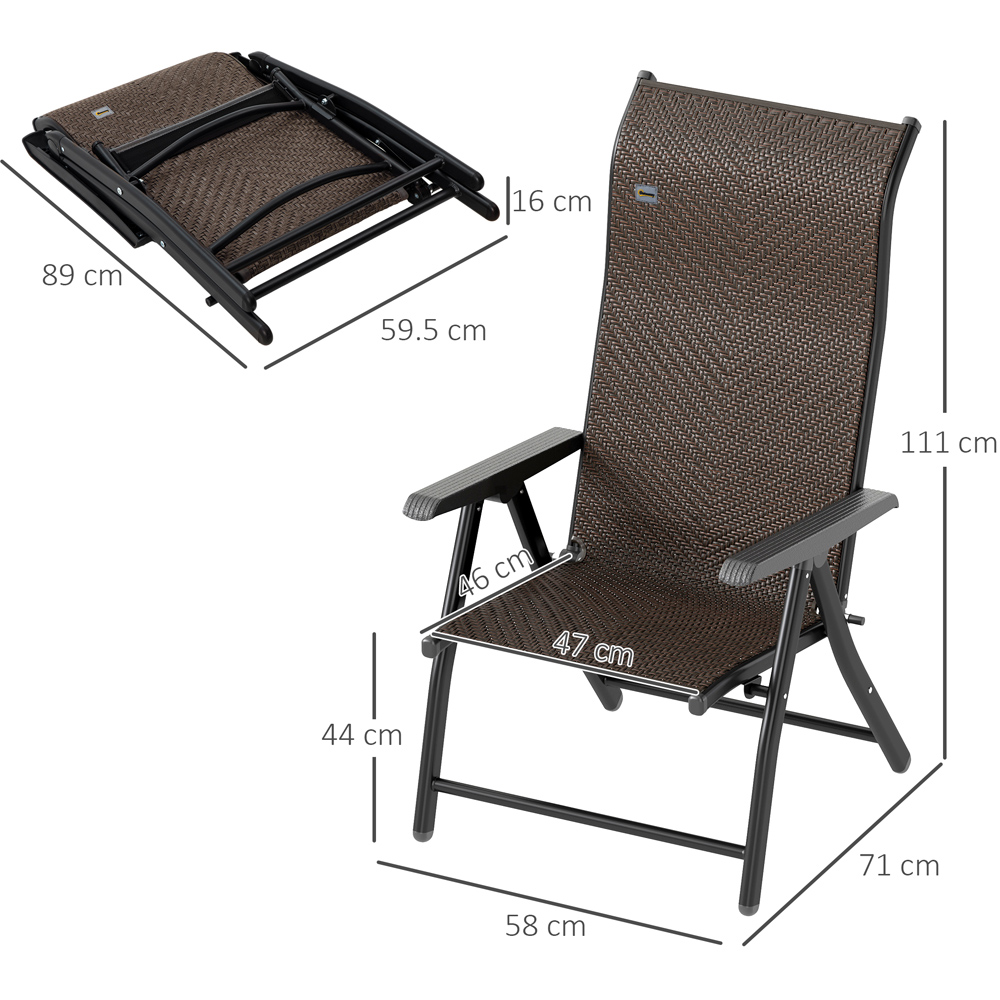 Outsunny 4 Piece Brown Rattan Folding Chair Set Image 7