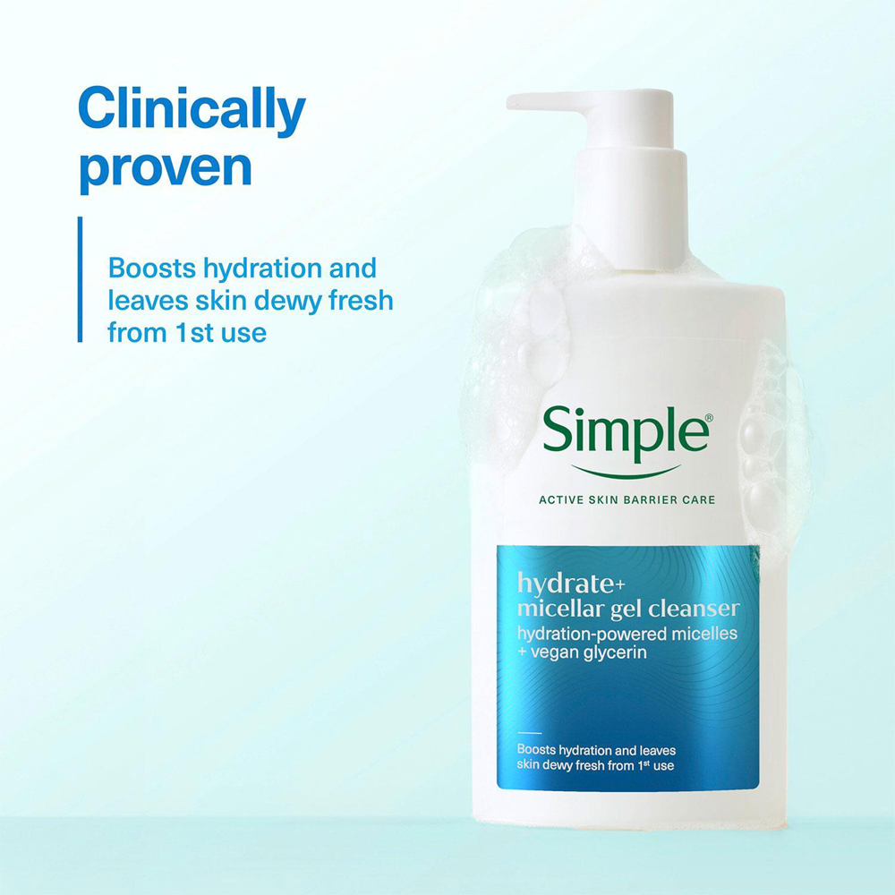 Simple Hydrate+ Micellar Facial Cleanser Refreshing Gentle Face Wash 240ml 3 Pack Image 6