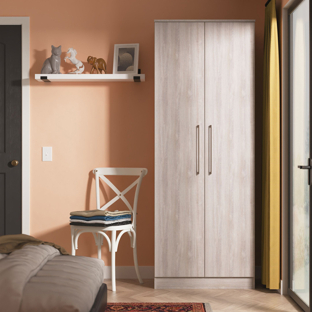 Crowndale Worcester 2 Door Grey Oak Tall Wardrobe Ready Assembled Image 8
