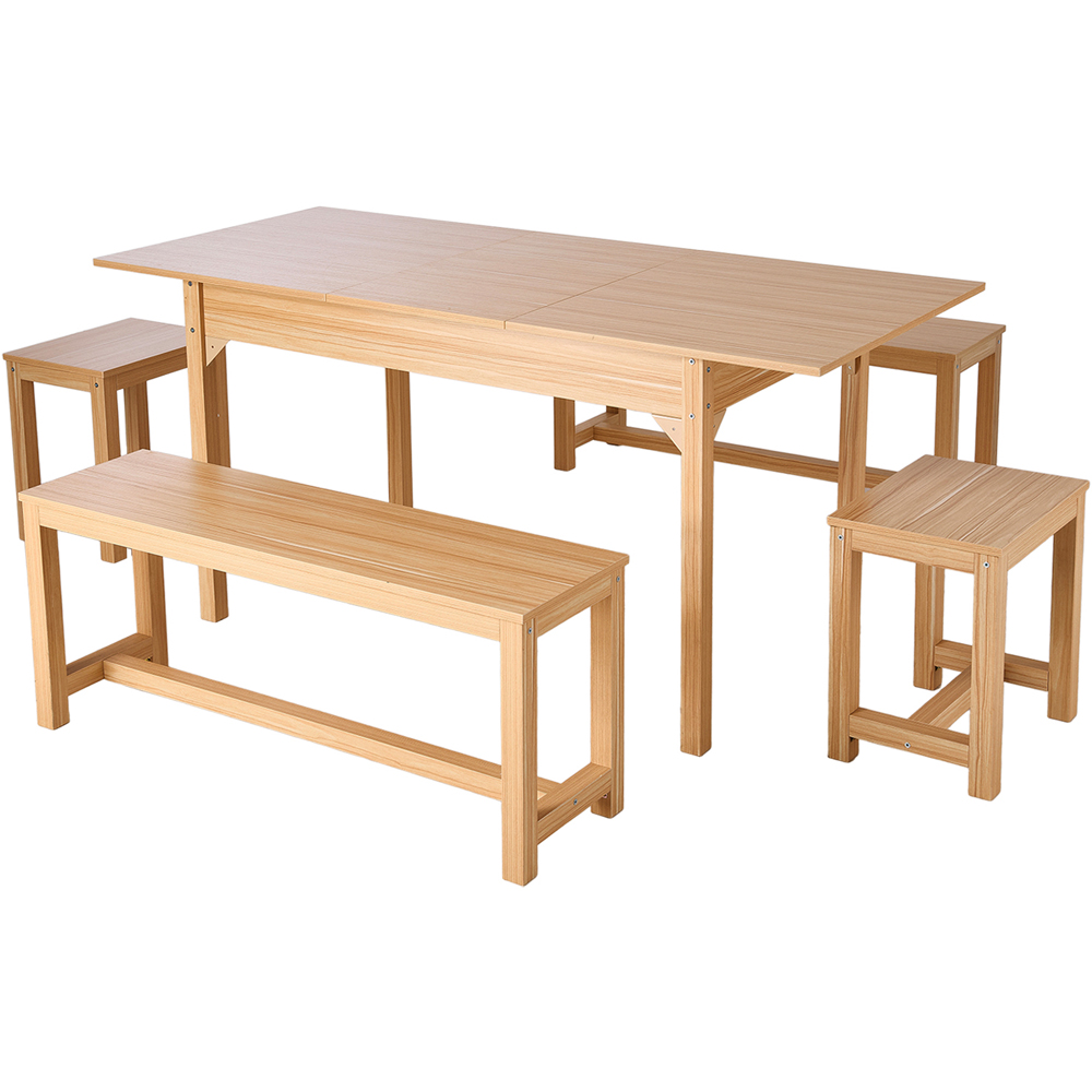 Living and Home 6 Seater 120-160cm Extendable Dining Bench Set Original Wood Image 2
