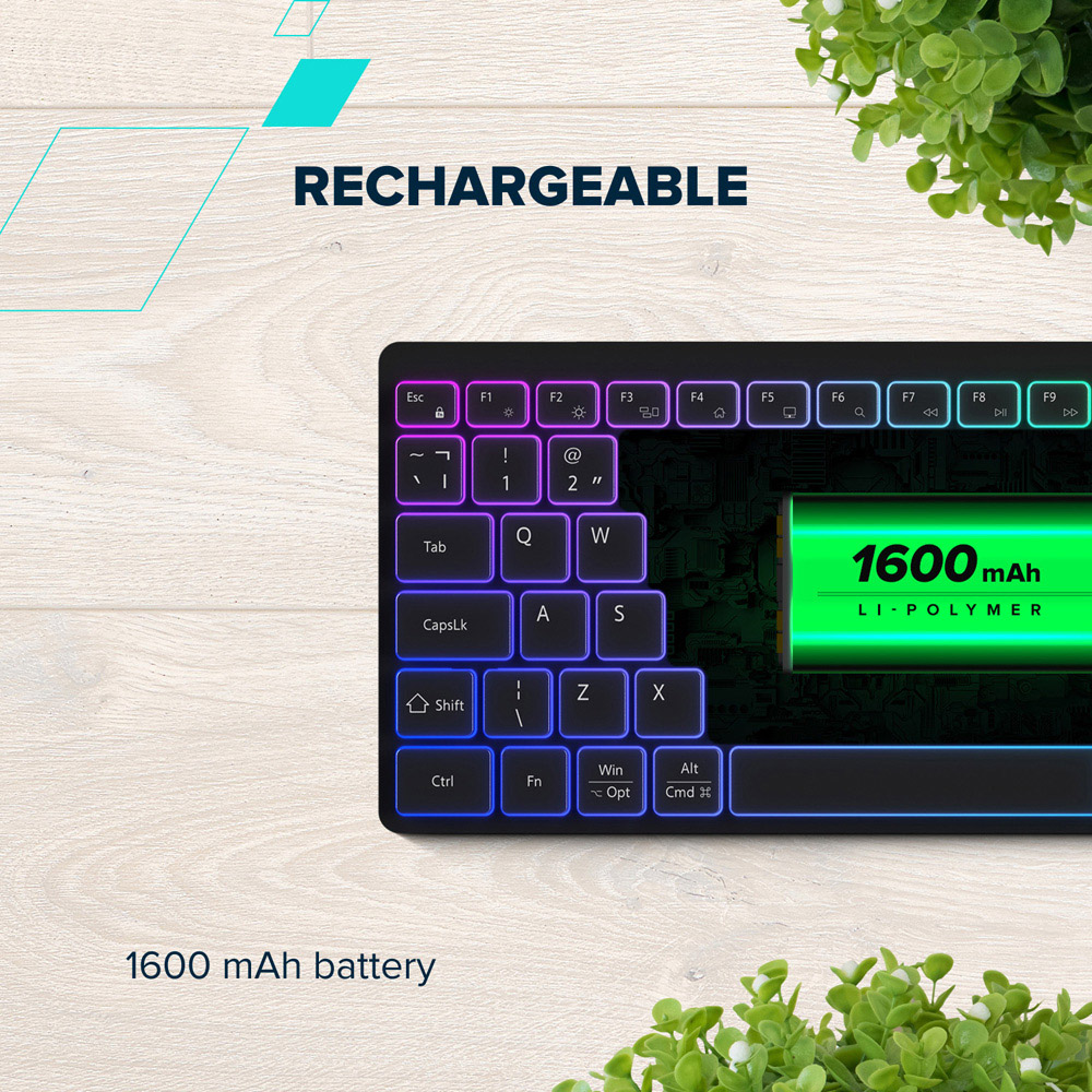 Canyon HKB-W11 White Rechargeable RGB Backlight Dual Mode Wireless Keyboard Image 2