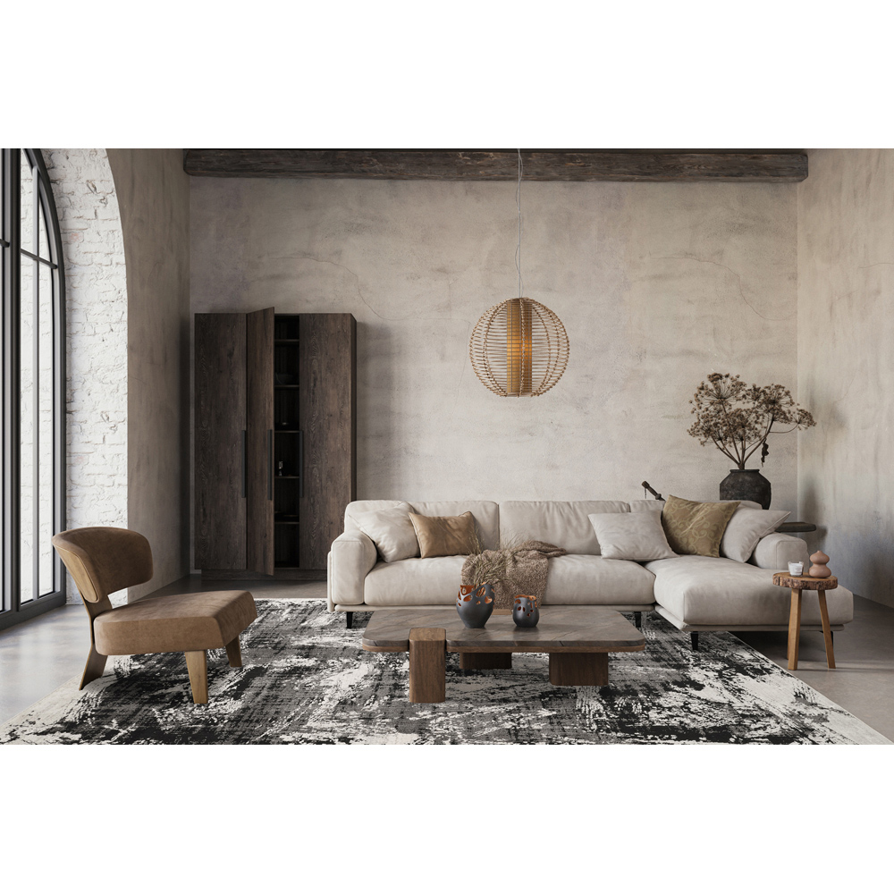 Mayfair Living Room Area Rug Metallic Sheen Contemporary Modern Canvas Design - Black 200cm x 290cm Image 6