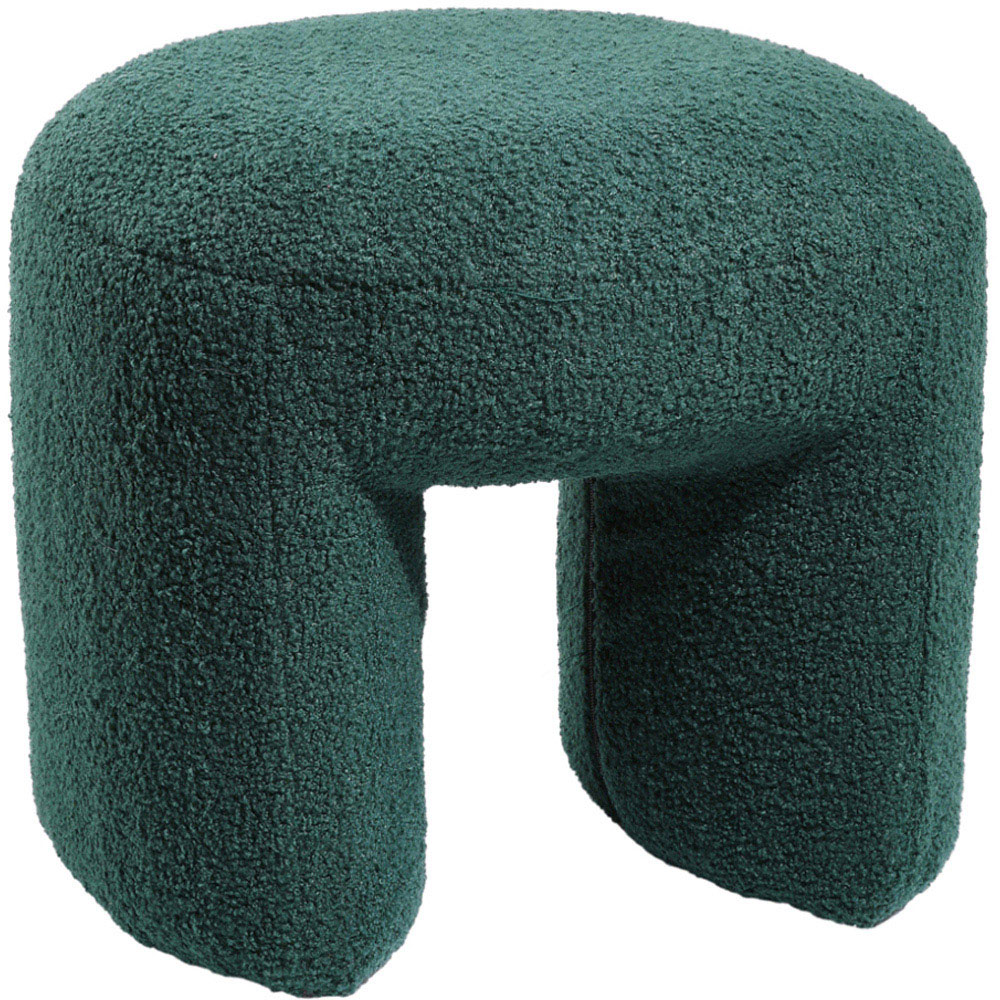 Living and Home Green Modern Teddy Bear Fur Upholstered Ottoman Image 2