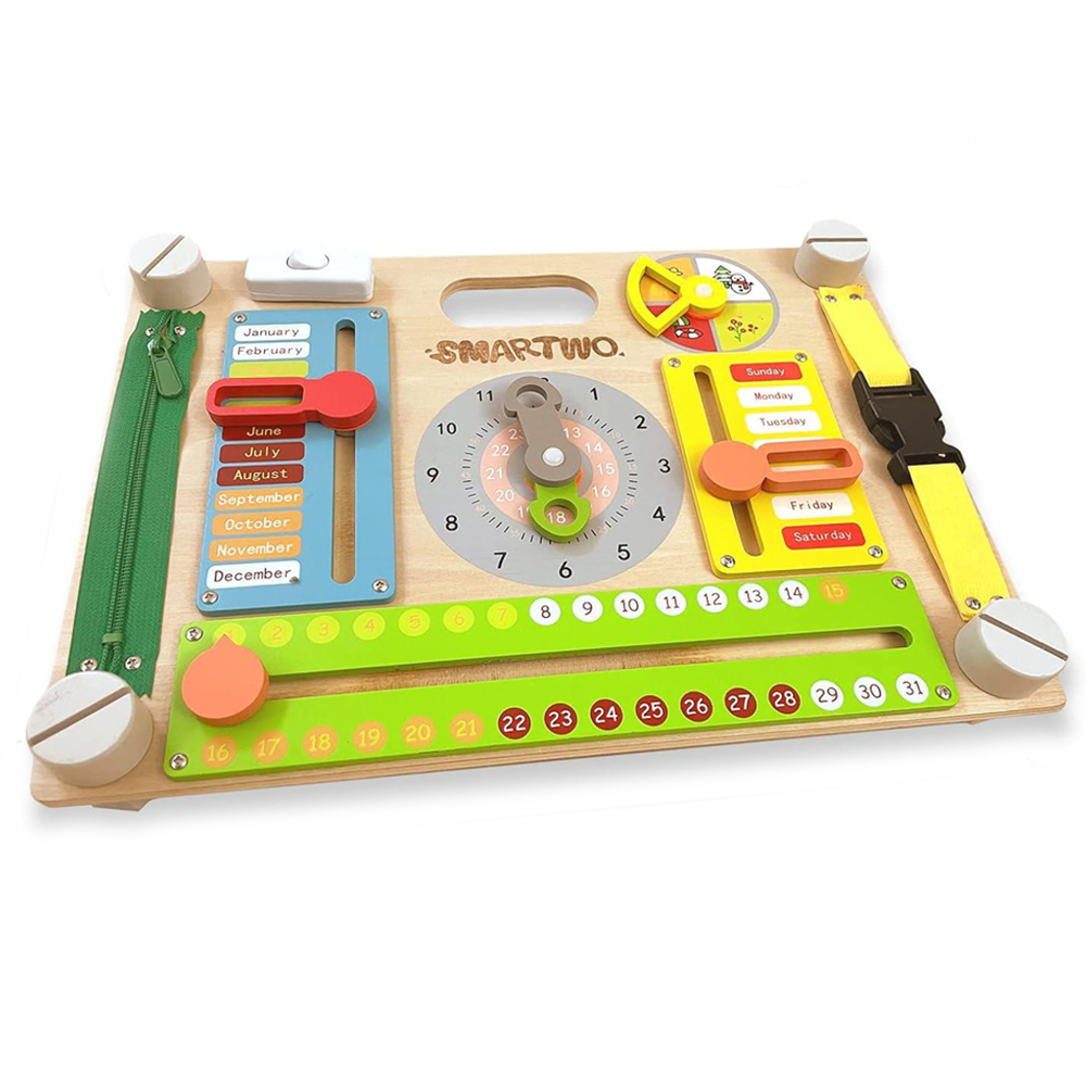 Dyzi Montessori Double Sided Busy Board Toy Image 1