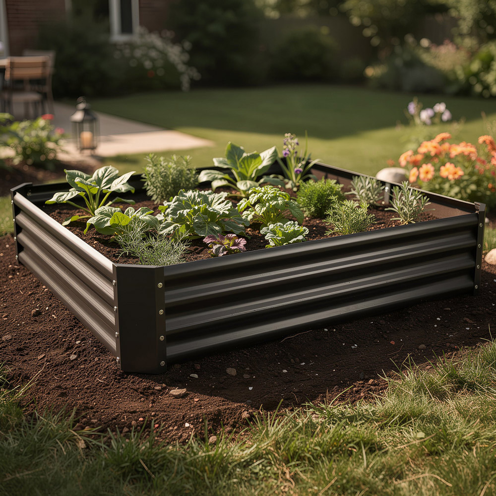 Harbour Housewares Anthracite Square Galvanised Steel Raised Garden Bed 120 x 120cm Image 4