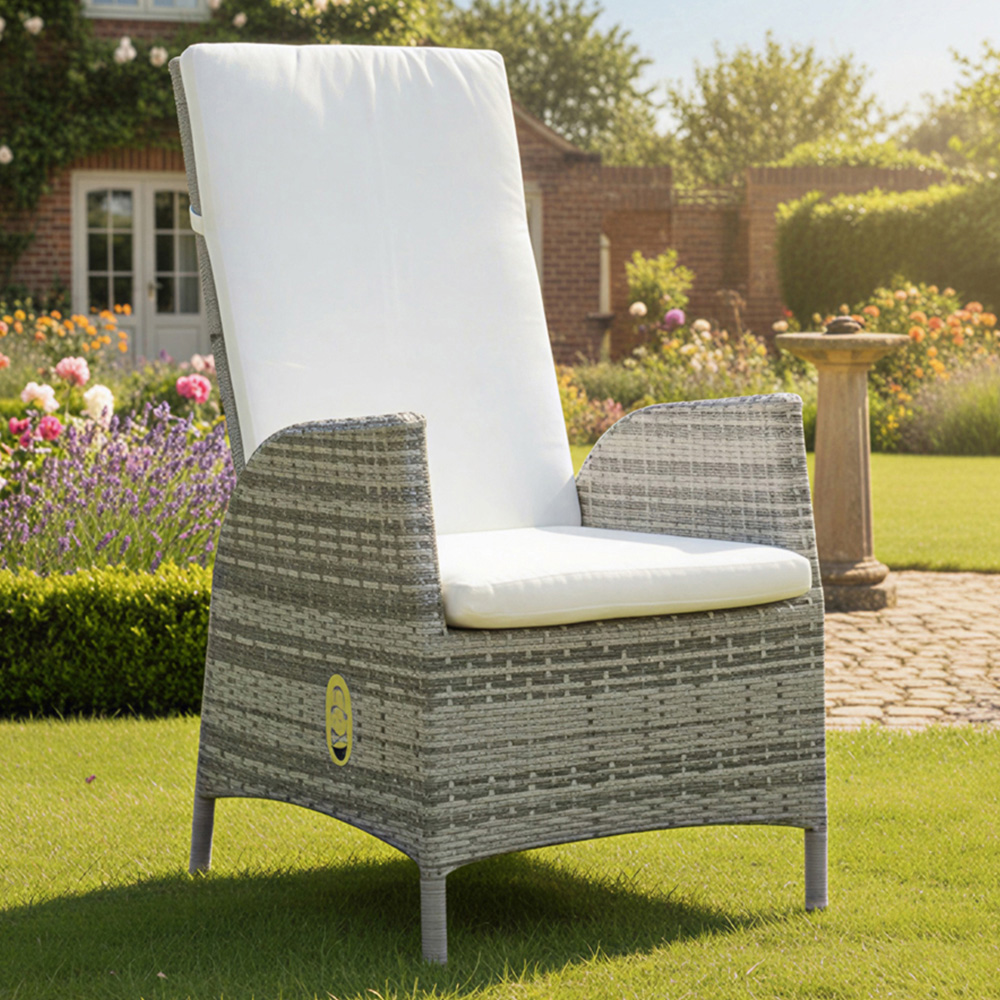Oseasons Lisbon Set of 6 Mixed Grey Rattan Reclining Dining Chairs Image 1