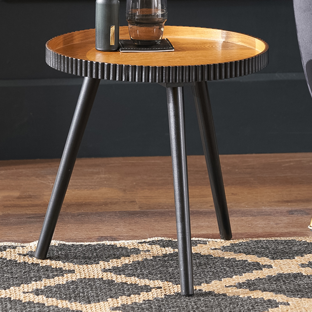 Pacific Lifestyle Hammond Natural and Black Pine Wood Side Table Image 1