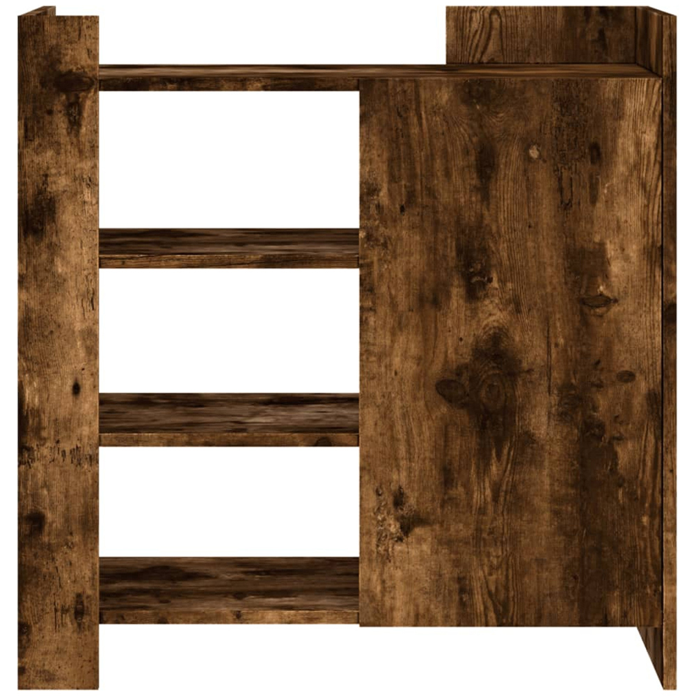 vidaXL Single Door 3 Shelf Smoked Oak Sideboard Image 4