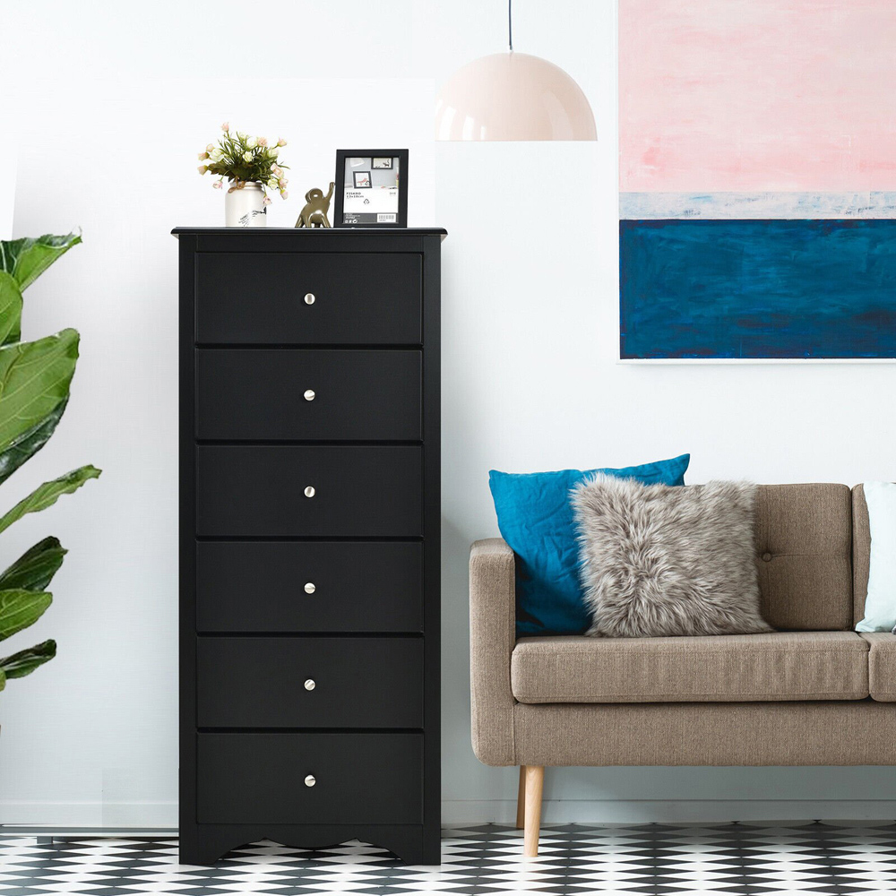 Costway 6 Drawer Black Storage Cabinet Image 4