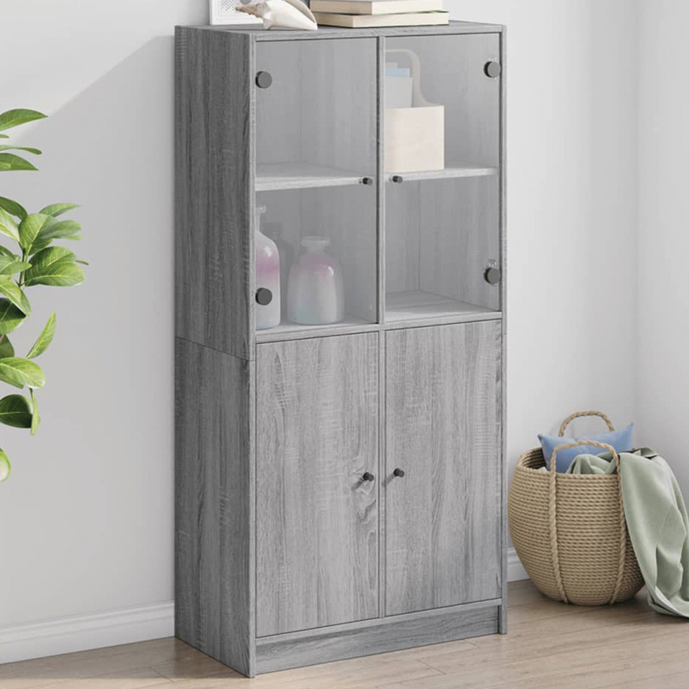 vidaXL 4 Door Grey Sonoma Highboard Image 1