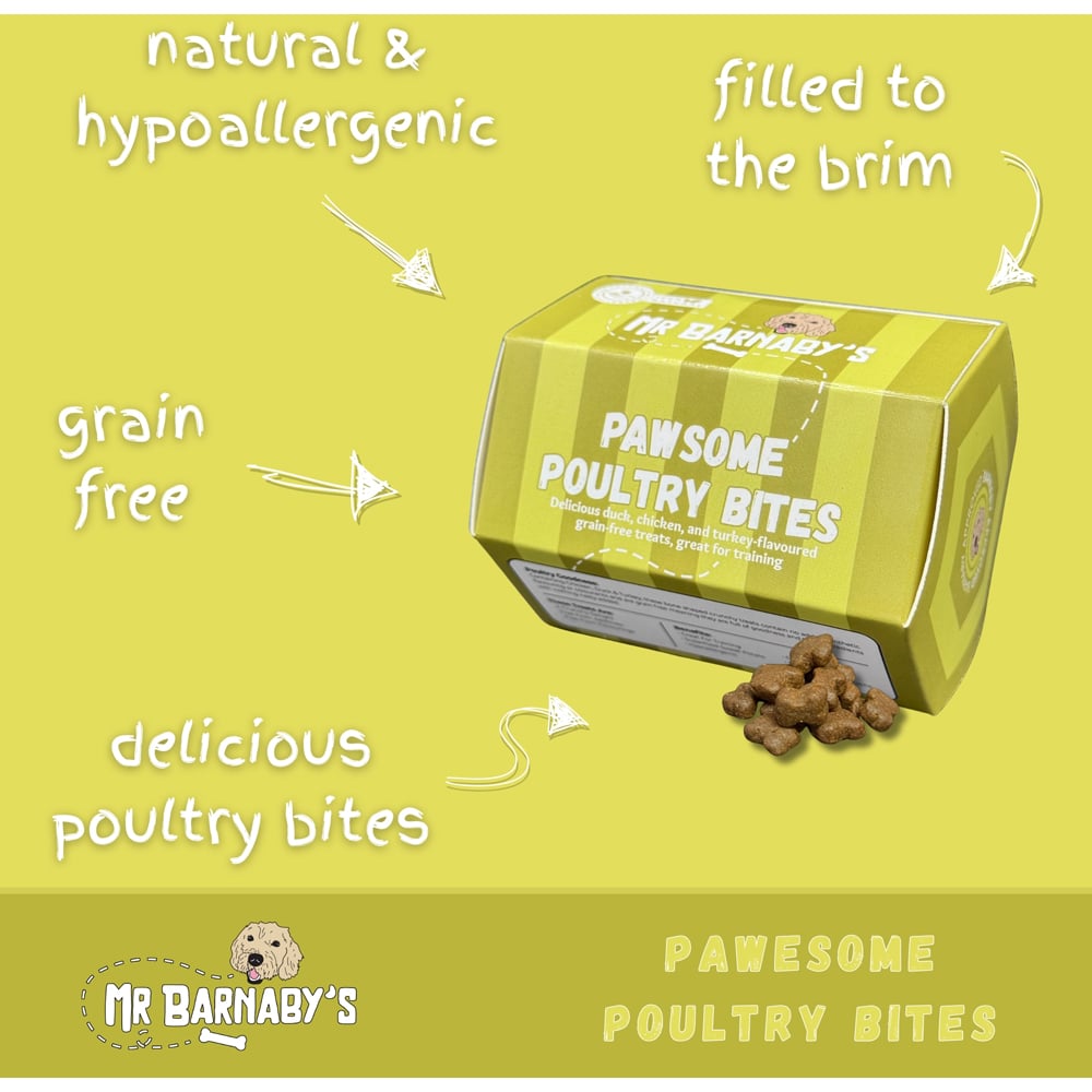 Mr Barnaby's Pawsome Poultry Bites Grain-Free Hypoallergenic Dog Treats 100g 2 Pack Image 3