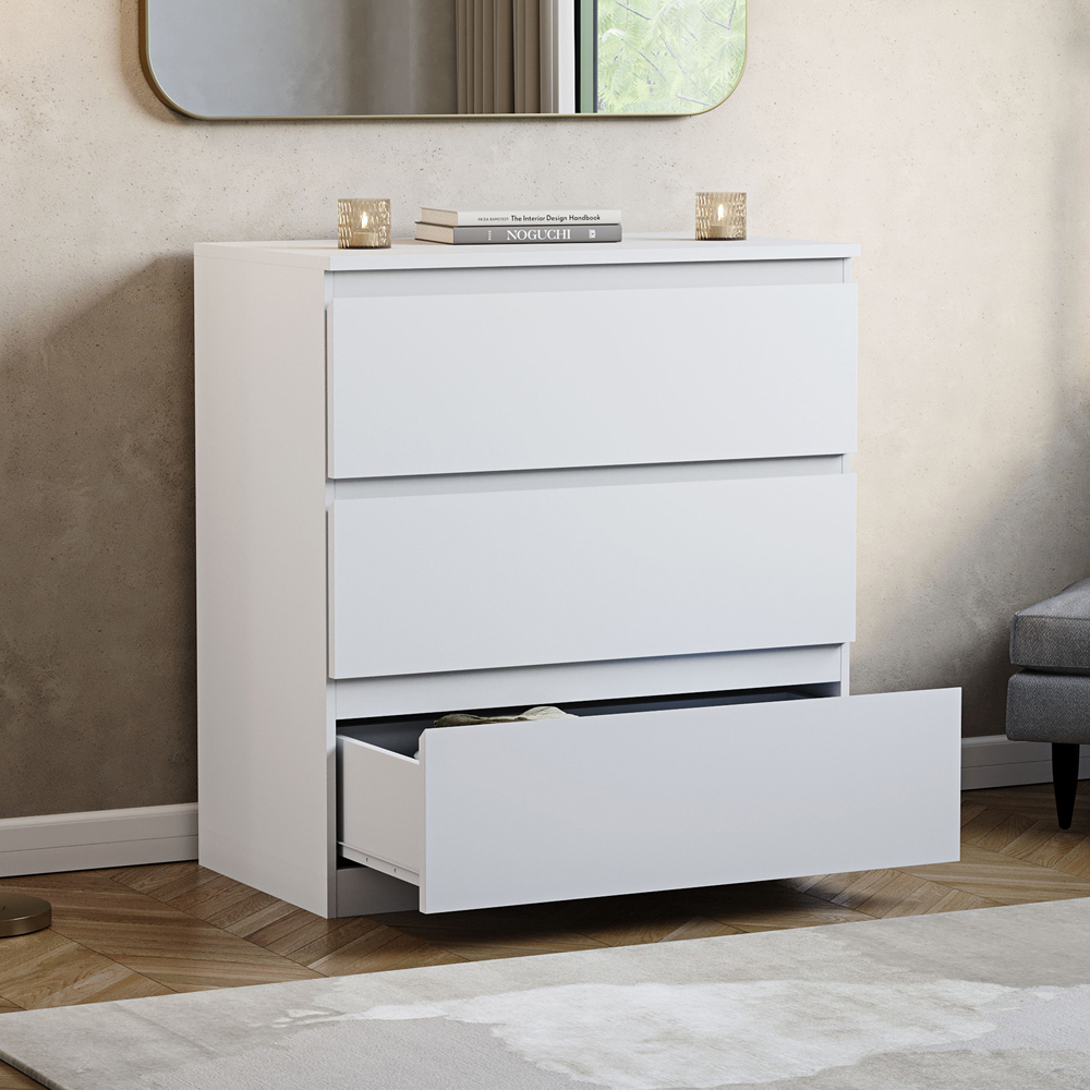 VIDA DESIGNS Denver 3 Drawer White Chest of Drawers Image 5