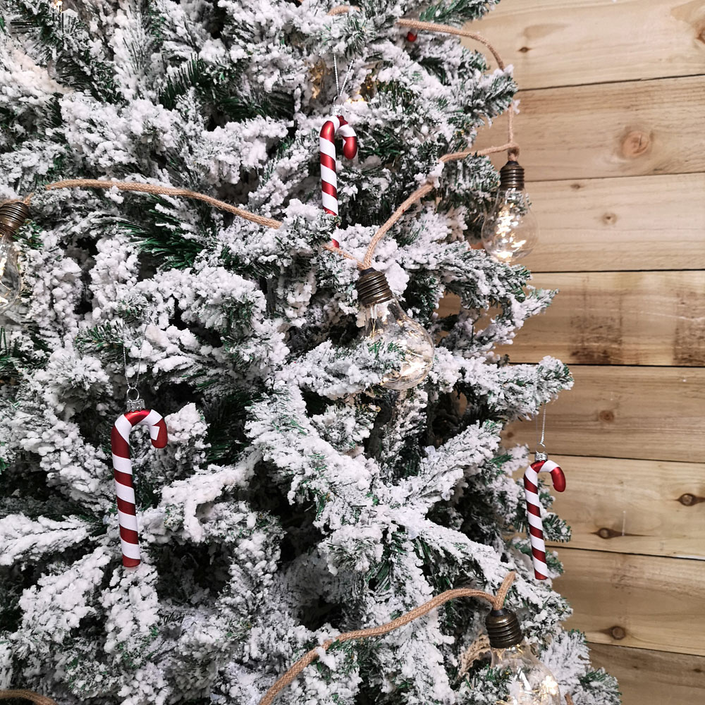 Samuel Alexander Red and White Glass Candy Cane Christmas Decorations 12cm 6 Pack Image 6