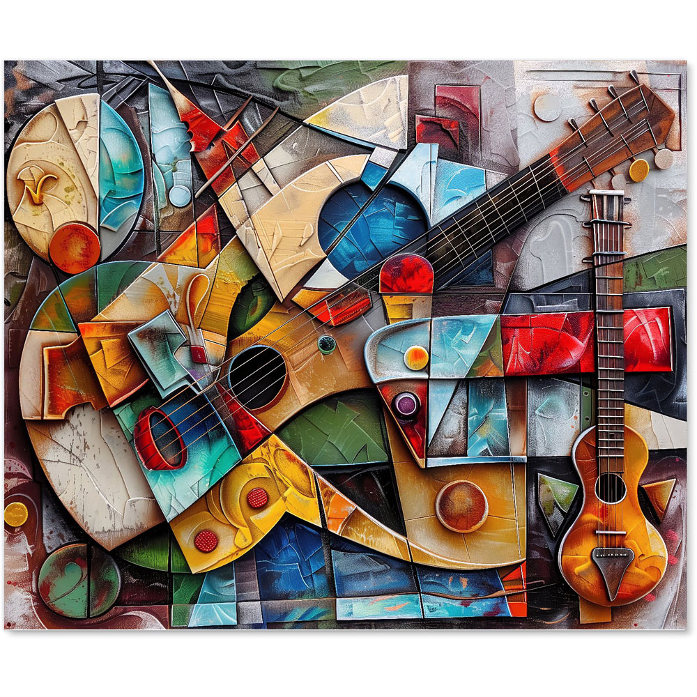 Warren Reed Designer Melody Of Shapes Picassos Instruments Glass Kitchen Splashback 75 x 90cm Image 2