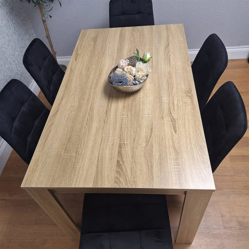 Portland Kosy Koala 6 Seater Dining Set Oak Effect and Black Image 4