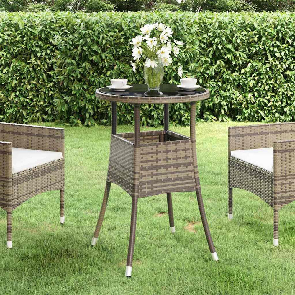 Walplus 2 Seater Grey Poly Rattan Tempered Glass Garden Coffee Table Image 6