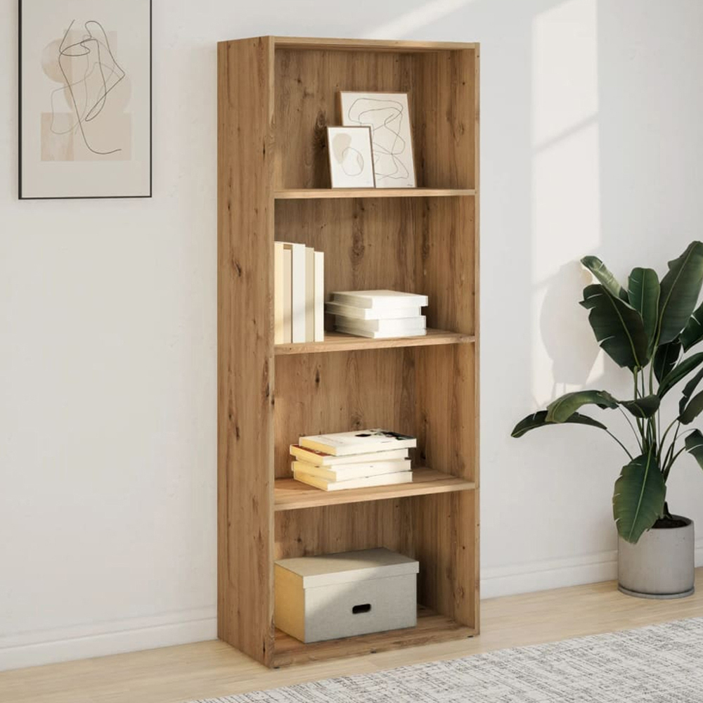 vidaXL 4 Shelf Artisian Oak Bookcase Image 1