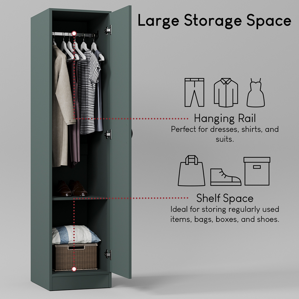 Vida Designs Riano Single Door Green Wardrobe Image 5