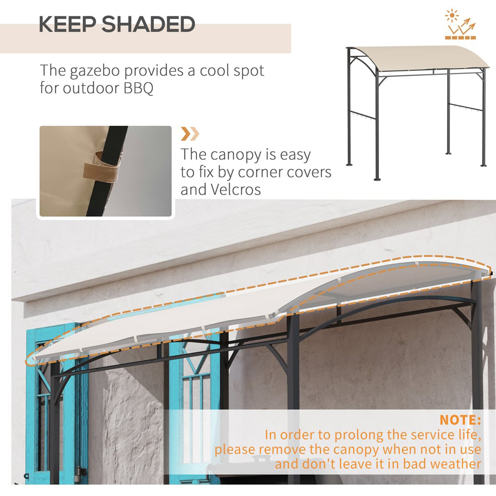 Outsunny 2.2 x 1.5m Beige Metal Frame BBQ Grill Gazebo Canopy Image 5