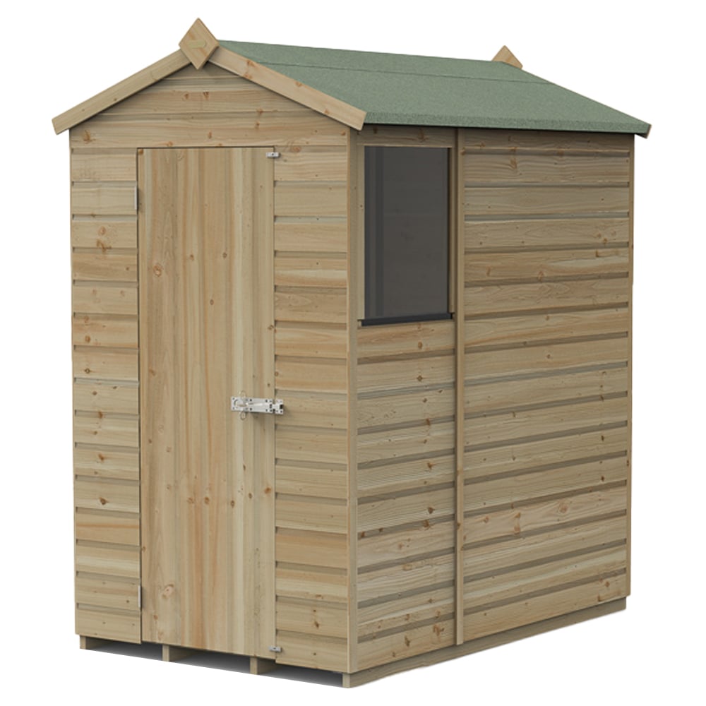 Forest Garden Beckwood 4 x 6ft Single Door Single Window Shiplap Apex Shed Image 1