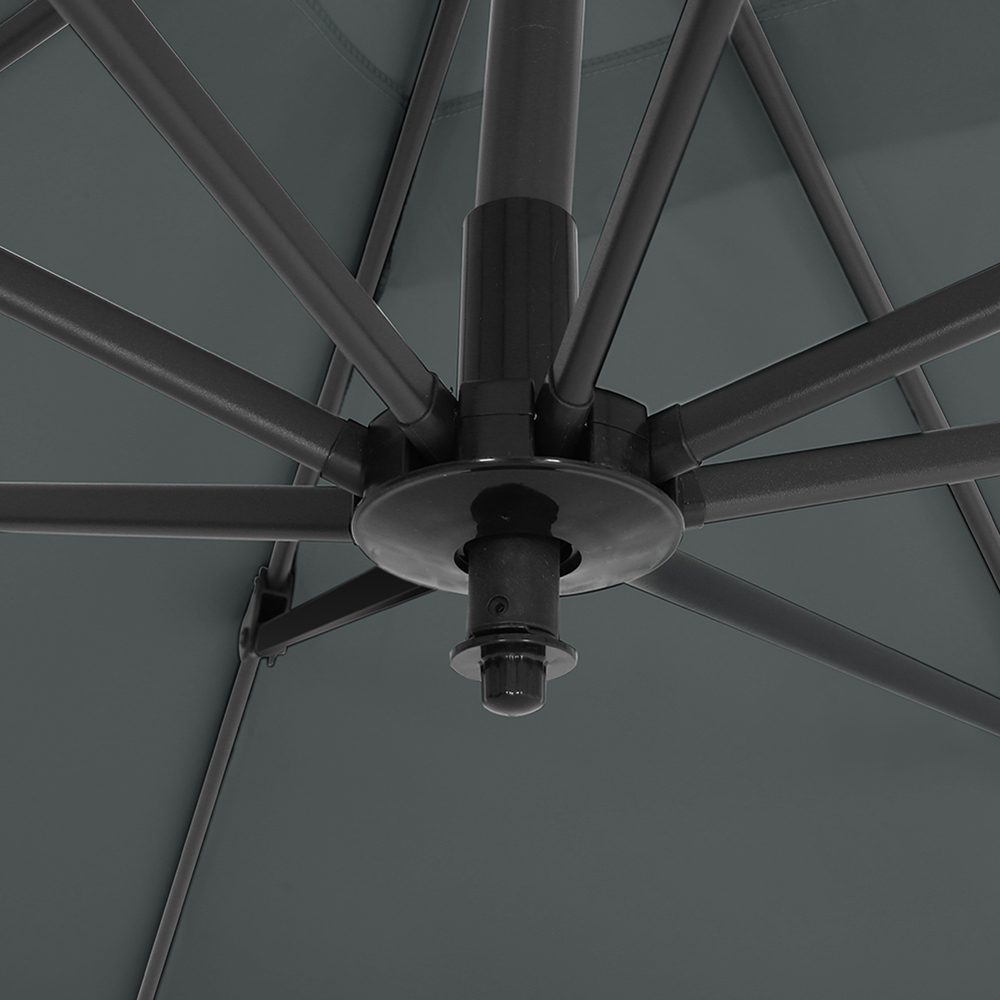 Living and Home Dark Grey Square Rotatable Cantilever Parasol with Fan Shaped Base 3m Image 5