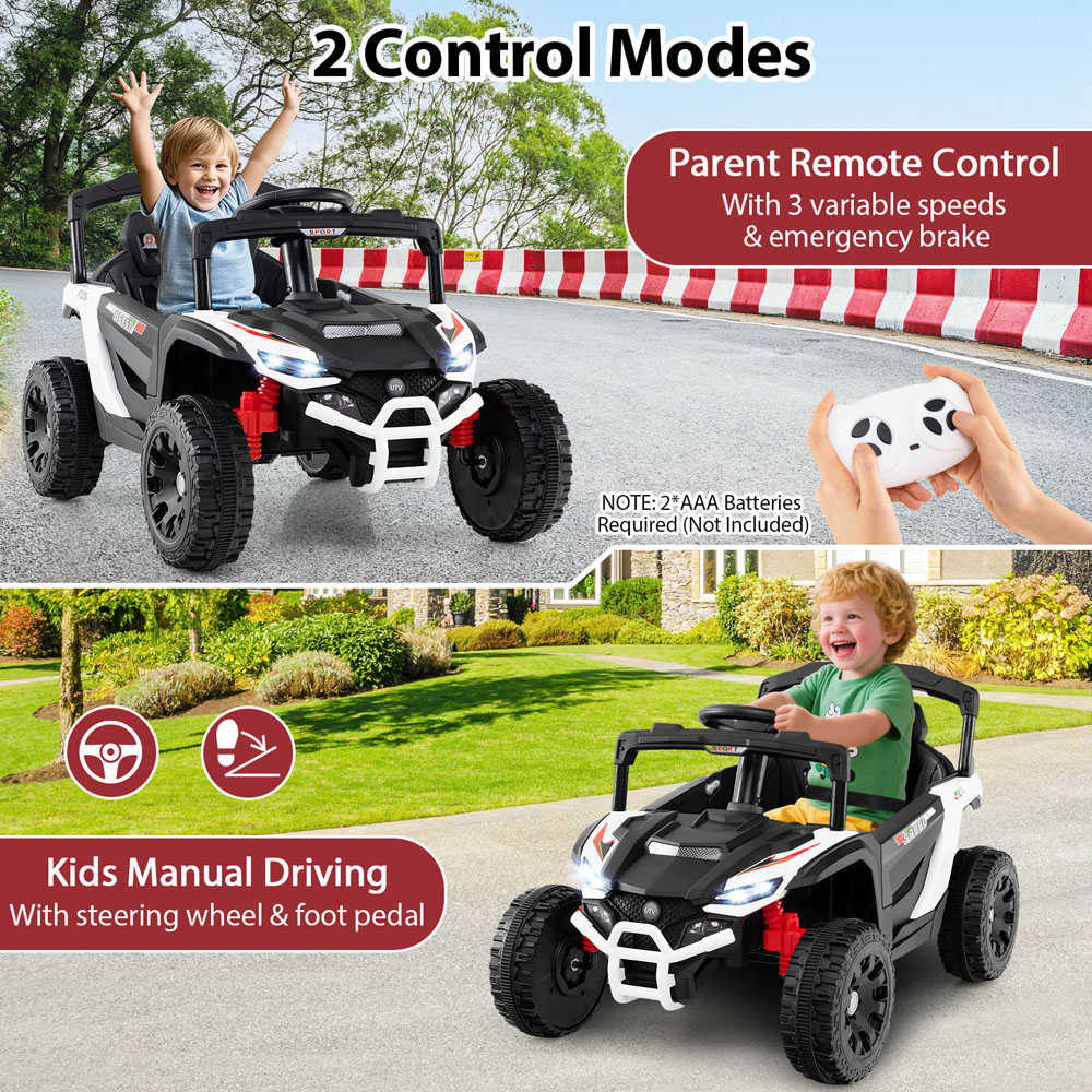 Costway Kids White Ride On UTV Car with Remote 12V Image 7