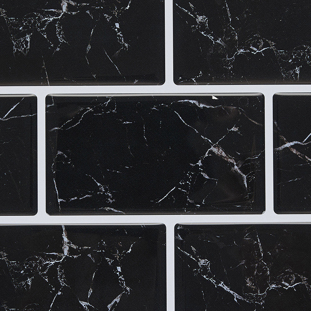 Living and Home Marble Black Peel and Stick Wall Tile Sticker 10 Pack Image 8
