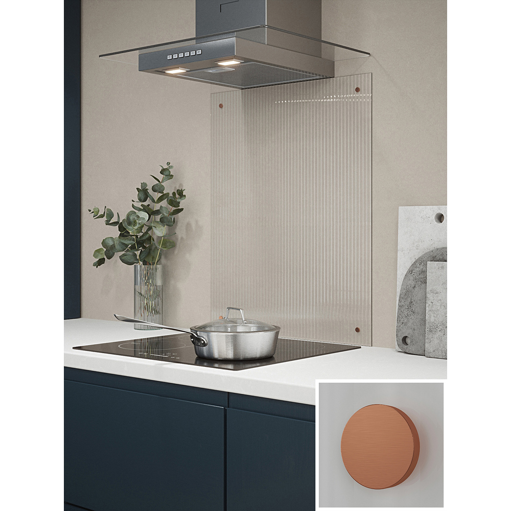 Fluted Clear Glass Kitchen Splashback with Brushed Copper Caps 600 x 750 x 4mm Image 6