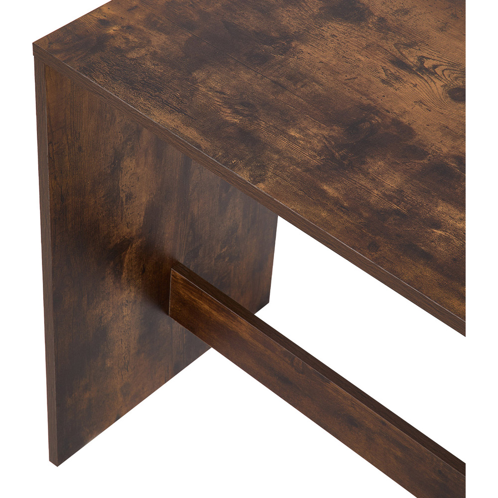 Living and Home 2 Seater Dining Bench Set Brown Wood Grain Image 6