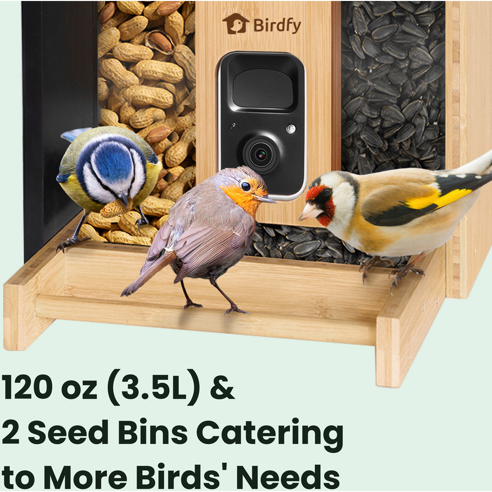 Birdfy Bamboo Smart Solar Roof Bird Feeder with 1080p AI Camera Image 3