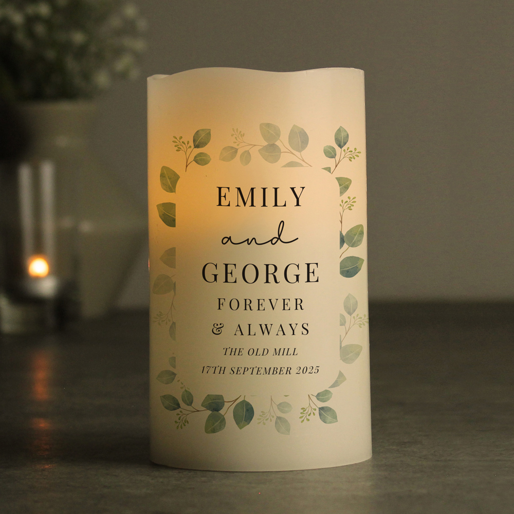 Personalised Memento Personalised Botanical Free Text LED Candle Image 3