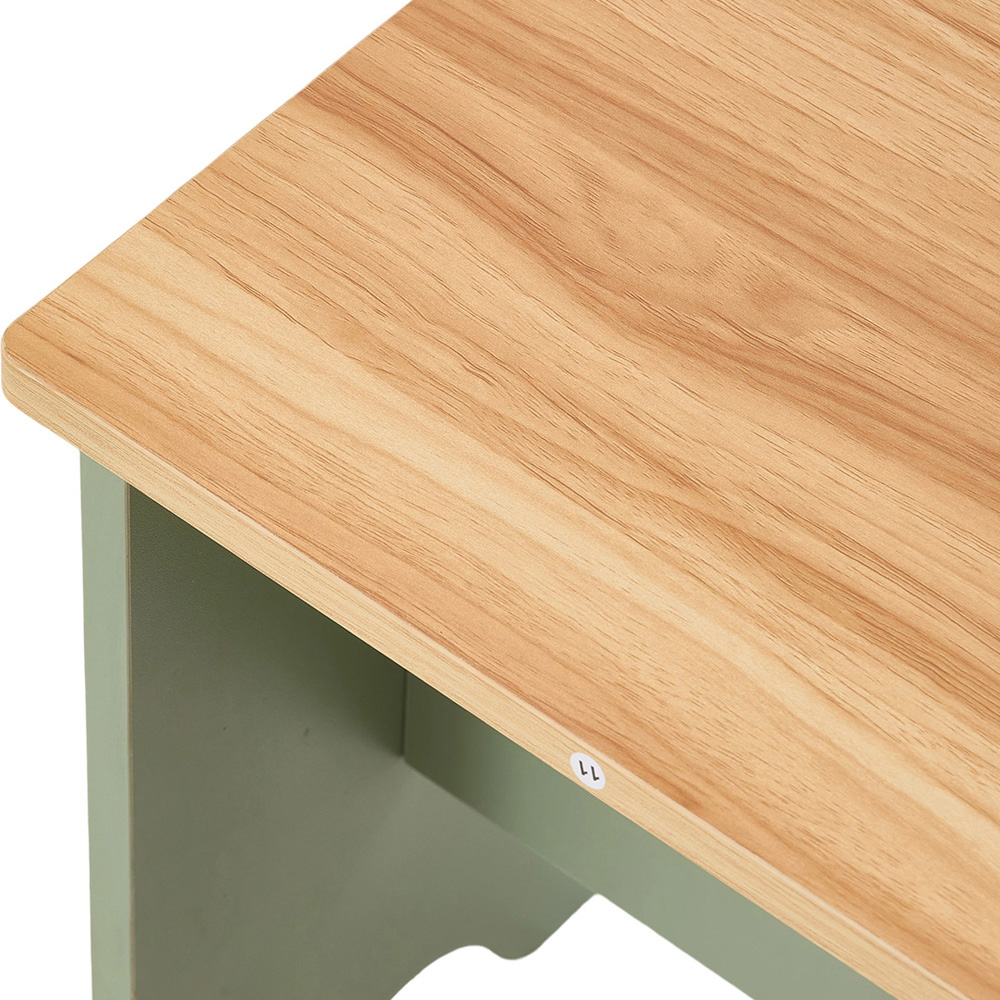 Living and Home 4 Seater Drop-Leaf Dining Table and Stool Set Green and Natural Wood Grain Image 4