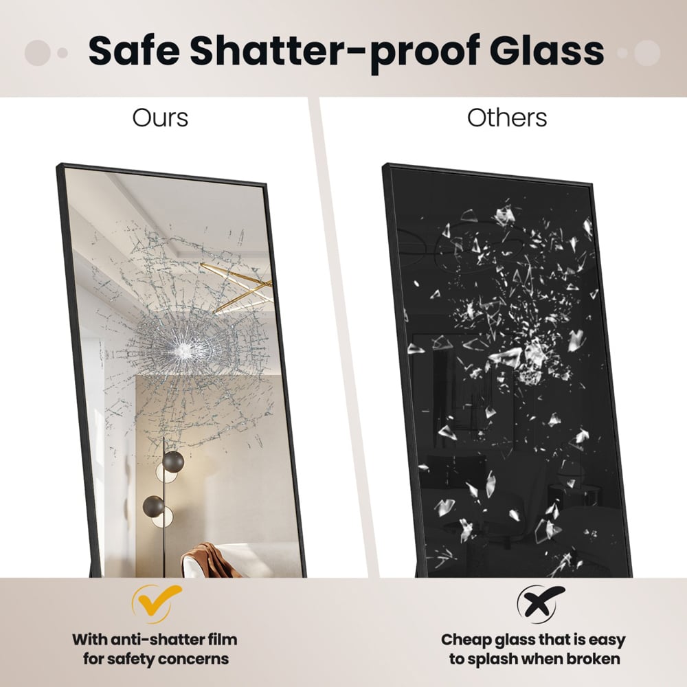 Costway Black Shatter Proof Full Length Mirror Image 8