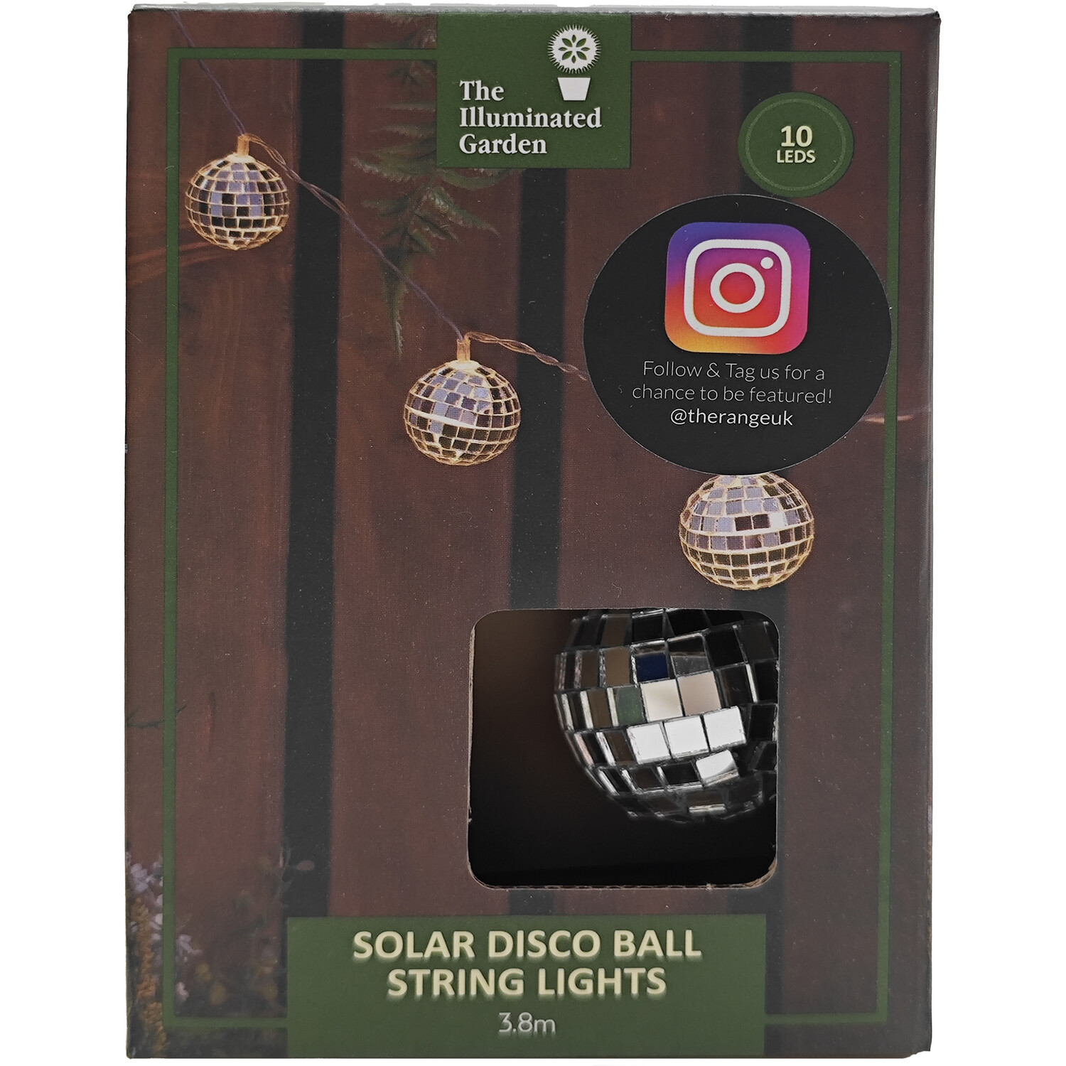 10 LED Solar Disco Ball String Lights Silver Image 2
