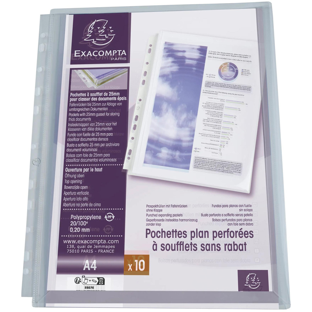 Exacompta Crystal Expanding Top Open Pocket 10 x 5 Pack Image 2