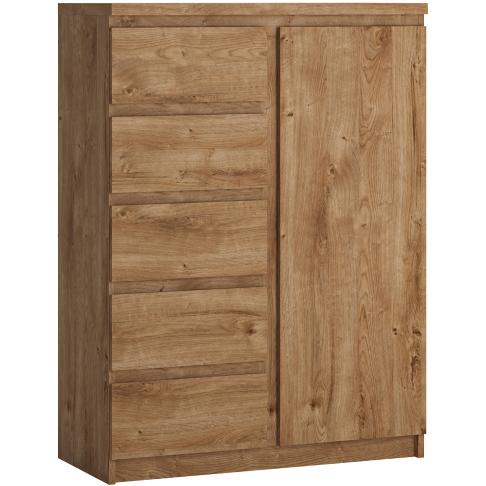 Florence Fribo Single Door 5 Drawer Golden Ribbeck Oak Wardrobe Image 2