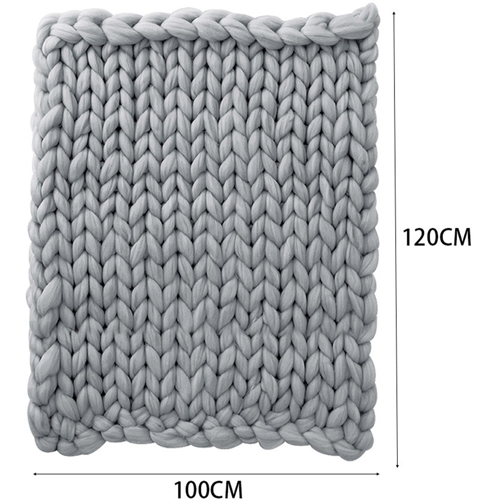 Living and Home Grey Chunky Knit Throw Handwoven Blanket Image 3