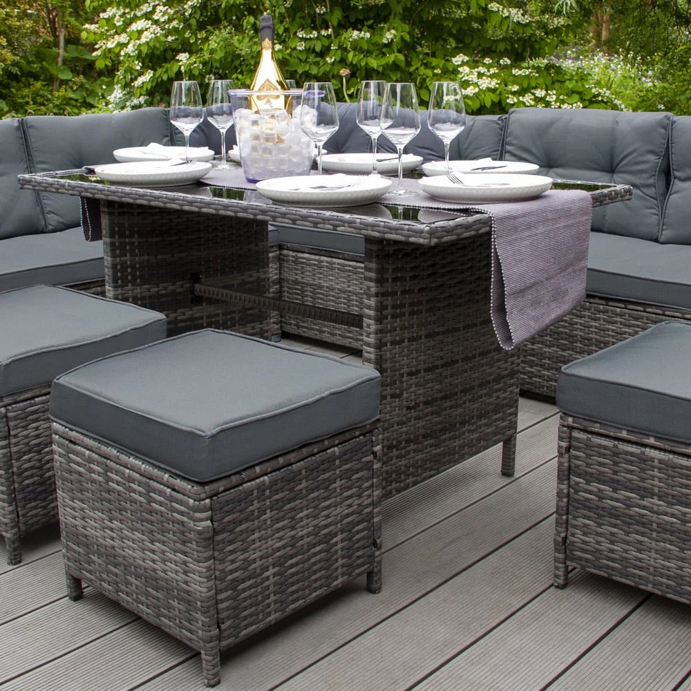 MonsterShop 9 Seater Grey Rattan Corner Lounge Set Image 4