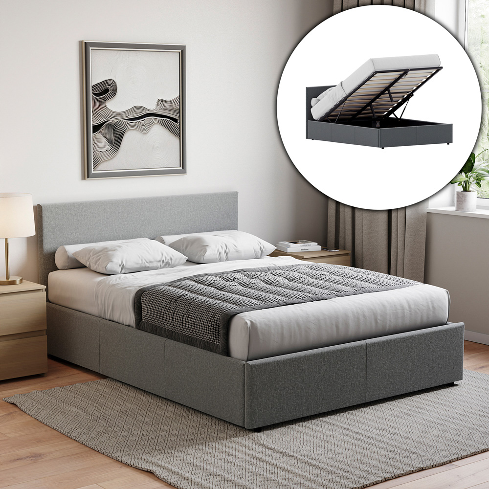 Vida Designs Veronica King Size Light Grey Linen Ottoman Bed Image 8