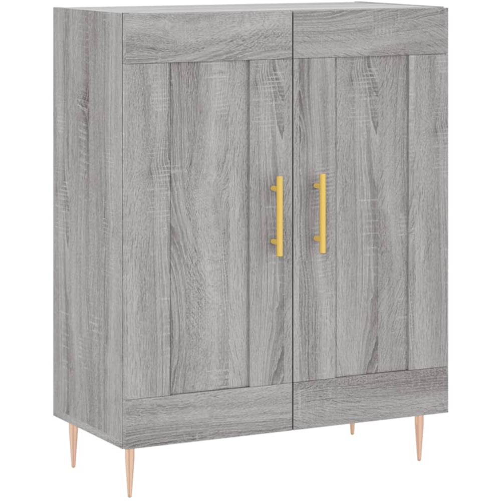 vidaXL 4 Door Grey Sonoma Tall Highboard with Gold Handle Image 7