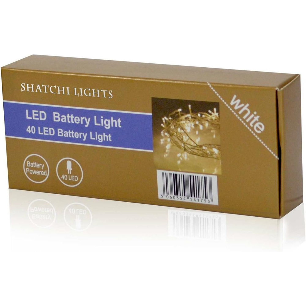 Shatchi 40 White LED Clear Cable Christmas String Light 4m Image 2