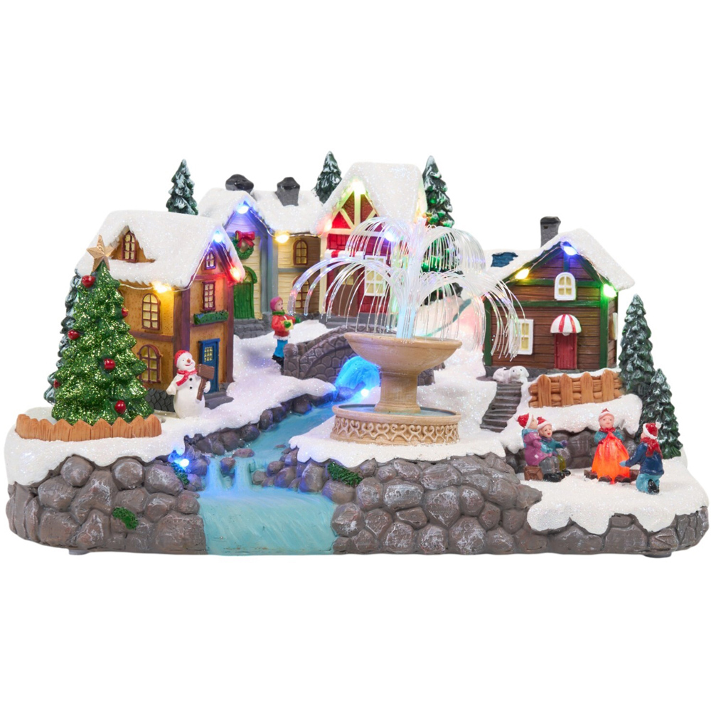 Waterfall Christmas Village Scene Image 7