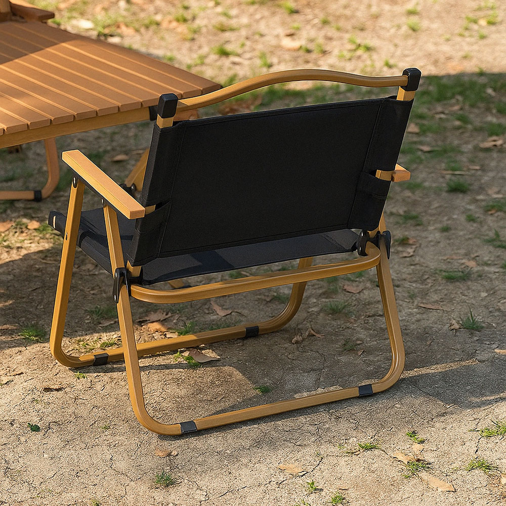 Living and Home Black Portable Folding Camping Chair with Armrest Image 6