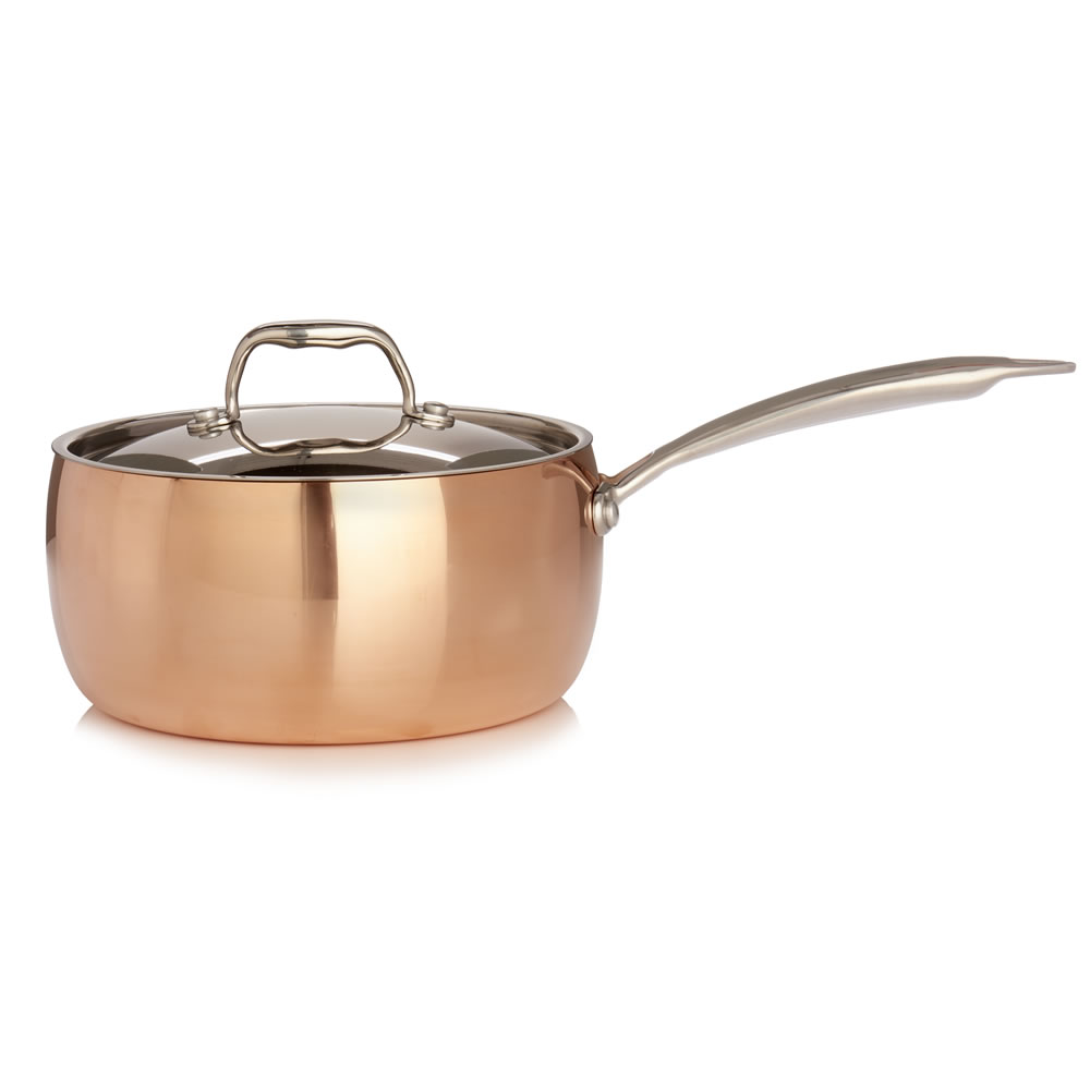 Wilko 20cm Tri Ply Copper Saucepan Wilko