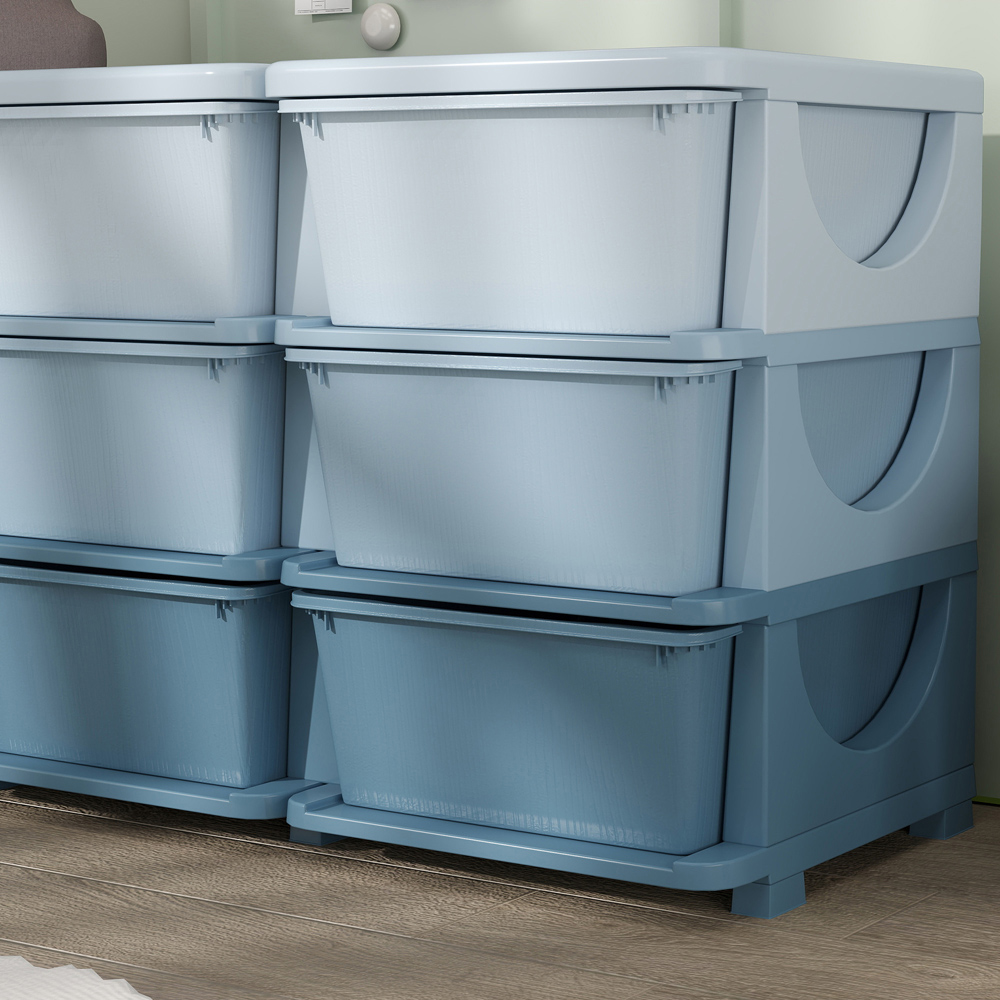 HOMCOM 9 Drawer Blue Kids Chest of Drawers Image 3