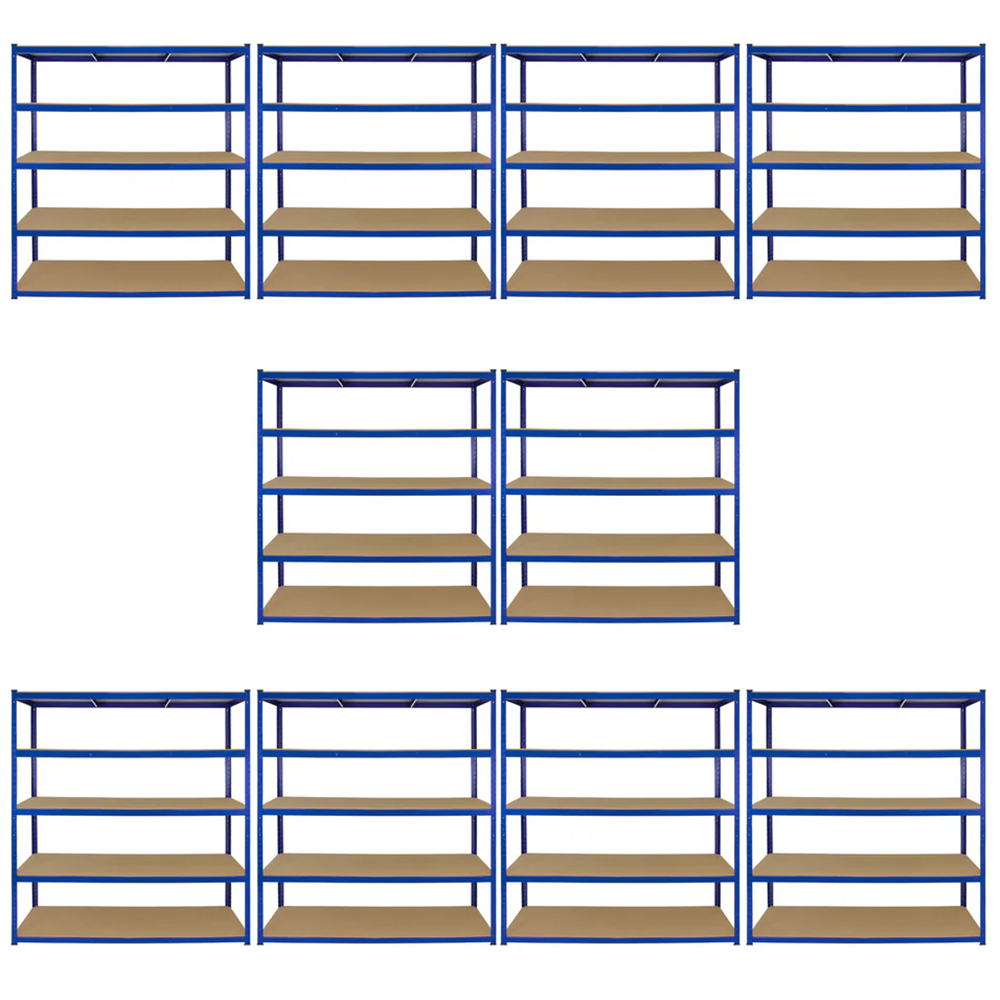 Monster Shop Racking T-Rax Extra Wide Storage Shelves Blue 160cm 10 Pack Image 1