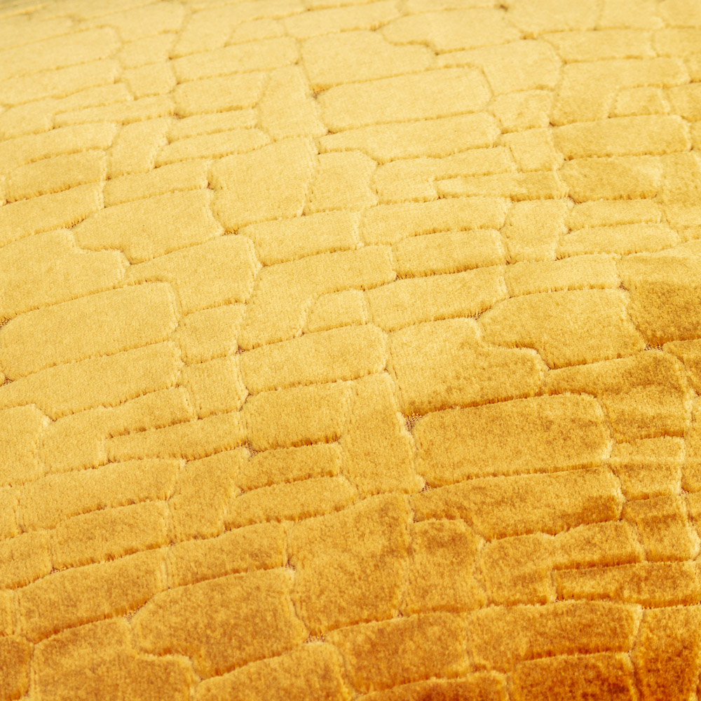 Paoletti Bloomsbury Mustard Geometric Cut Velvet Piped Cushion Image 5