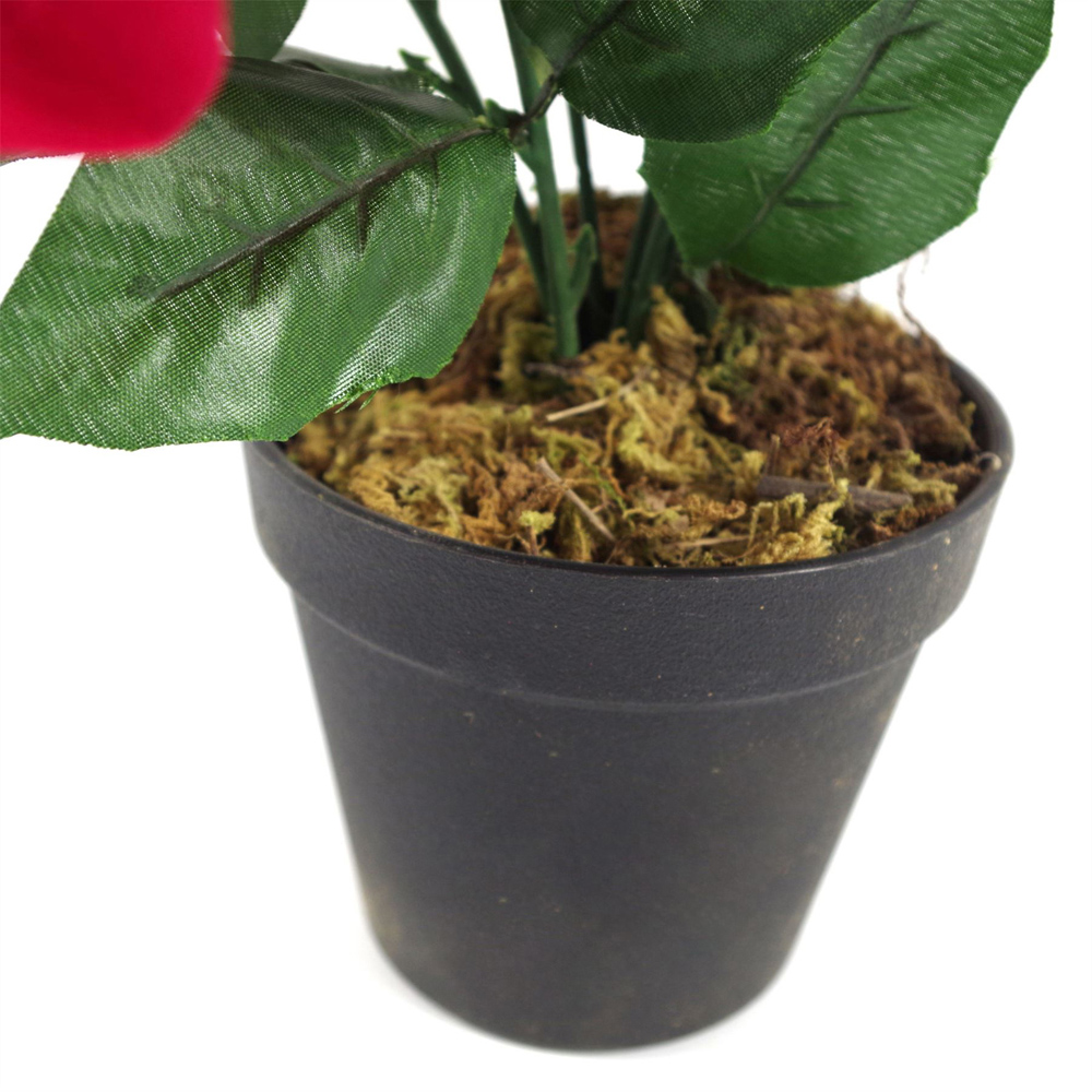 Leaf Christmas Red Poinsettia Artificial Plant in Copper Hammered Metal Planter 40cm Image 5