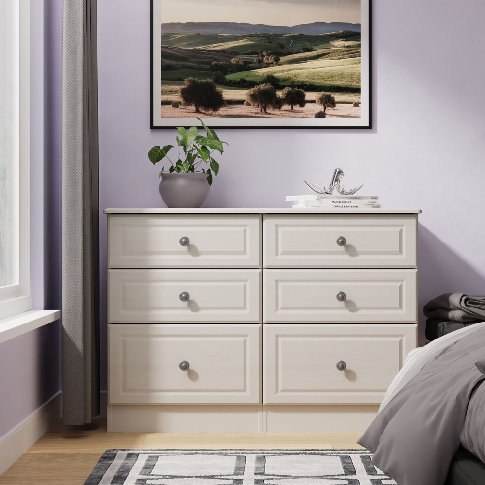 Crowndale Pembroke 6 Drawer Grey Ash Wide Chest of Drawers Ready Assembled Image 7